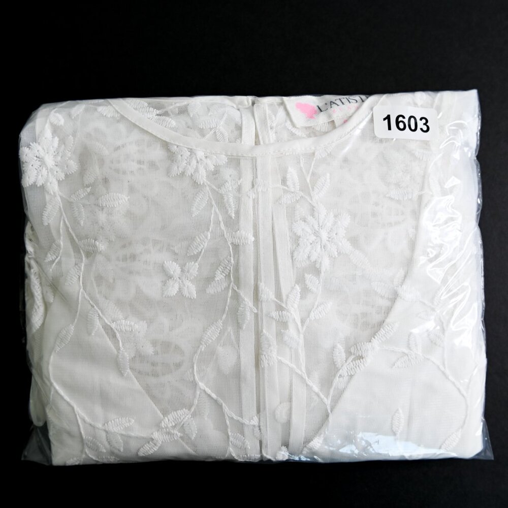 L'ATISTE By Amy Off White Lace Sheer Bodice Open Back Jumper - Size Small - Picture 14 of 14